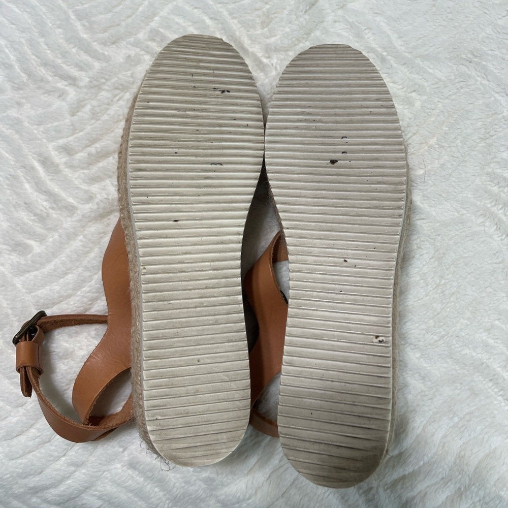 Soludos Olympia Tan Leather Platform Espadrille Sandals Size 10 EUC - Picture 14 of 16